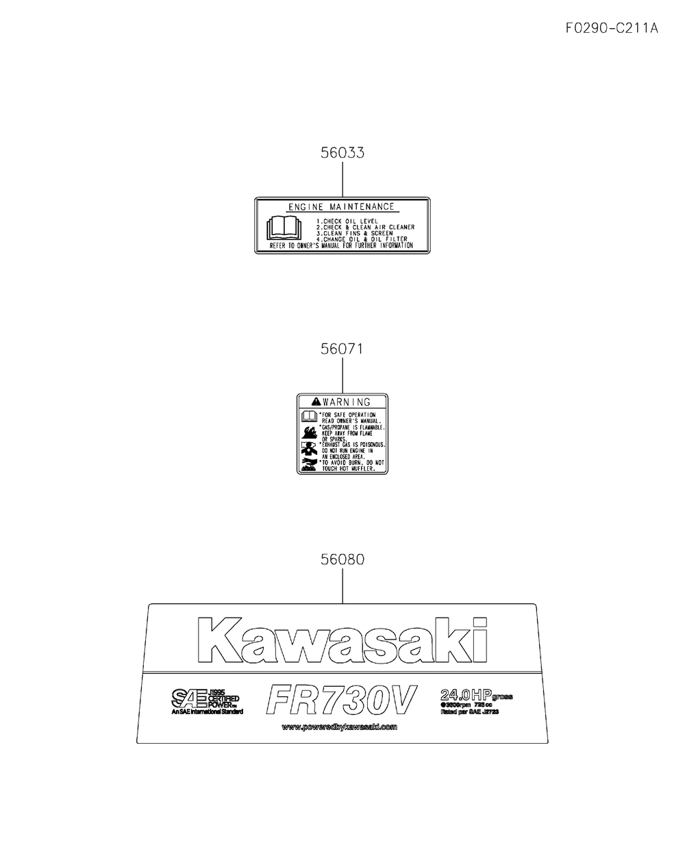 Label Diagram and Parts List for FR730V-HS05  Cub Cadet Lawn Tractor